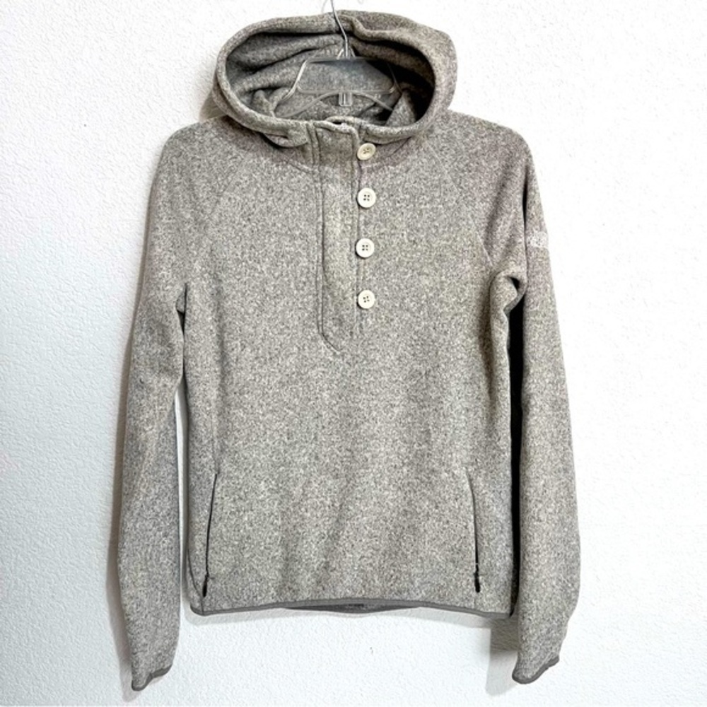The North Face Gray Fleece Hooded Quarter Zip Sweater Medium